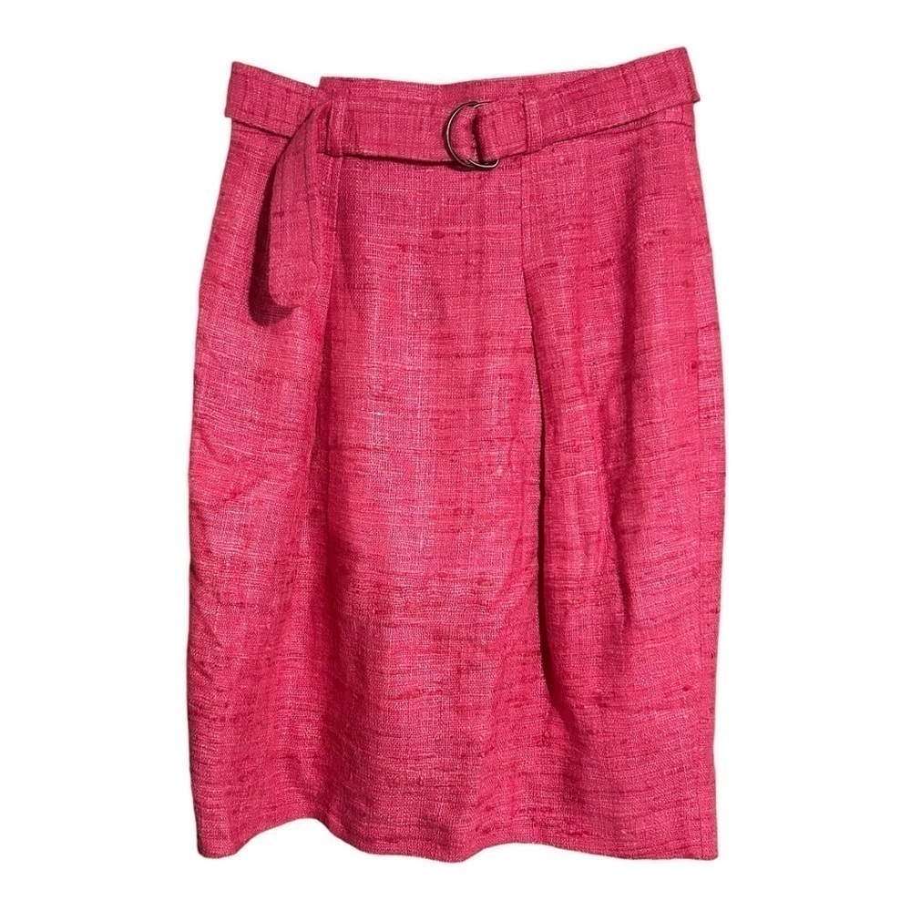 Akris Punto Pink Silk A-line Midi Skirt Woven Pleated 6